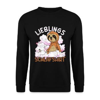 Nachteule Faultier Geschenk Lieblings Schlafshirt - Unisex Pullover - Schwarz - Vorne - Alina (178cm) & Michal (187cm)