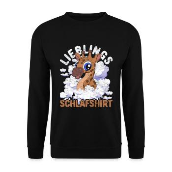 Nachteule Giraffe Geschenk Lieblings Schlafshirt - Unisex Pullover - Schwarz - Vorne - Alina (178cm) & Michal (187cm)