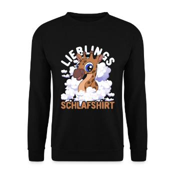 Lieblings Schlafshirt Tier Pyjama Geschenk Giraffe - Unisex Pullover - Schwarz - Vorne - Alina (178cm) & Michal (187cm)