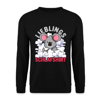 Lieblings Schlafshirt Tier Pyjama Geschenk Koala - Unisex Pullover - Schwarz - Vorne - Alina (178cm) & Michal (187cm)
