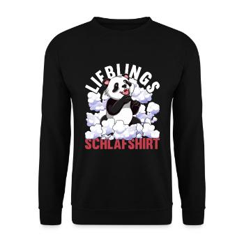 Lieblings Schlafshirt Tier Pyjama Geschenk Panda - Unisex Pullover - Schwarz - Vorne - Alina (178cm) & Michal (187cm)
