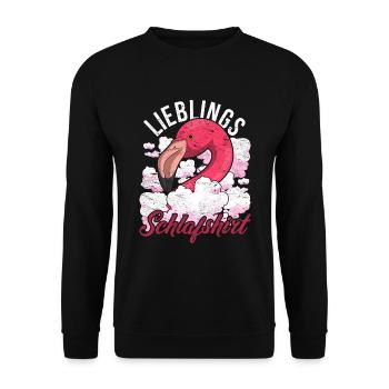 Nachteule Flamingo Geschenk Lieblings Schlafshirt - Unisex Pullover - Schwarz - Vorne - Alina (178cm) & Michal (187cm)