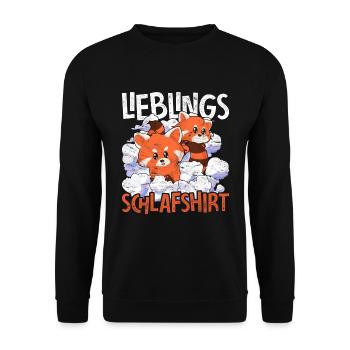 Tier Roter Panda Geschenk Lieblings Schlafshirt - Unisex Pullover - Schwarz - Vorne - Alina (178cm) & Michal (187cm)
