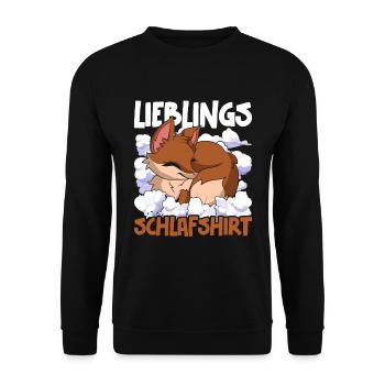 Lieblings Schlafshirt Tier Pyjama Geschenk Fuchs - Unisex Pullover - Schwarz - Vorne - Alina (178cm) & Michal (187cm)