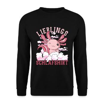 Lieblings Schlafshirt Tier Pyjama Geschenk Axolotl - Unisex Pullover - Schwarz - Vorne - Alina (178cm) & Michal (187cm)
