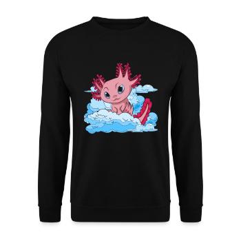 Amphibians Salamander Animal Gift Clouds Axolotl - Unisex Sweatshirt - black - Front - Alina (178cm) & Michal (187cm)
