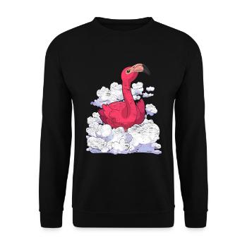 Tropischer Vogel Geschenk Wolken Rosa Flamingo - Unisex Pullover - Schwarz - Vorne - Alina (178cm) & Michal (187cm)