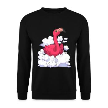 Exotisches Tier Geschenk Wolken Rosa Flamingo - Unisex Pullover - Schwarz - Vorne - Alina (178cm) & Michal (187cm)