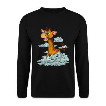 Africa Zoo Animal Lover Gift Cloud Giraffe - Unisex Sweatshirt - black - Front - Alina (178cm) & Michal (187cm)