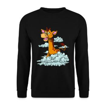 Africa Safari Zoo Animal Gift Clouds Giraffe - Unisex Sweatshirt - black - Front - Alina (178cm) & Michal (187cm)