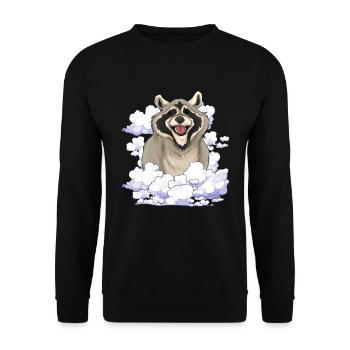 Nature Animal Trash Panda Gift Clouds Raccoon - Unisex Sweatshirt - black - Front - Alina (178cm) & Michal (187cm)