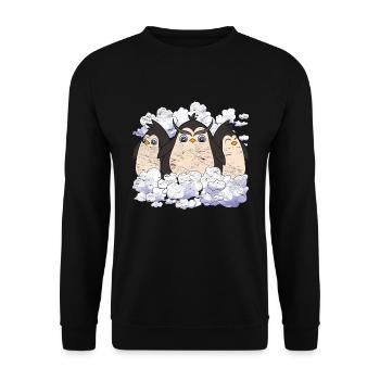 Antarctica Animal Zoo Bird Gift Clouds Penguin - Unisex Sweatshirt - black - Front - Alina (178cm) & Michal (187cm)