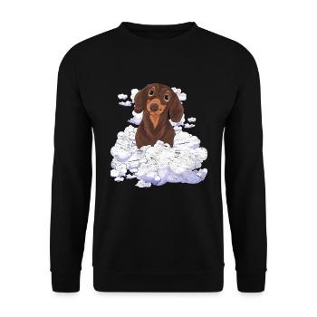 Dog Lover Dogs Gift Clouds Dachshund - Unisex Sweatshirt - black - Front - Alina (178cm) & Michal (187cm)