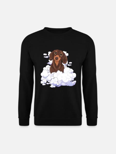 Hundebesitzer Hundefreund Geschenk Wolken Dackel - Unisex Pullover - Schwarz
