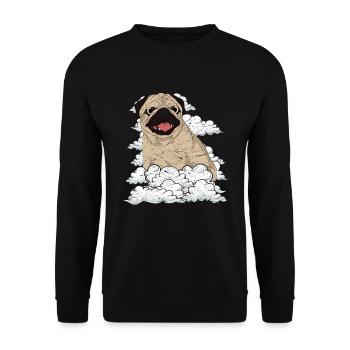 Dog Lover Dogs Pet Gift Clouds Pug - Unisex Sweatshirt - black - Front - Alina (178cm) & Michal (187cm)
