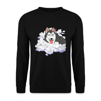 Pet Siberian Dog Gift Clouds Husky - Unisex Sweatshirt - black - Front - Alina (178cm) & Michal (187cm)