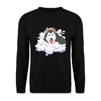 Siberian Sled Dog Gift Clouds Husky - Unisex Sweatshirt - black - Front - Alina (178cm) & Michal (187cm)