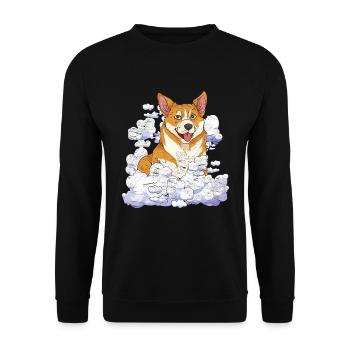 Dog Lover Dog Pet Gift Cloud Corgi - Unisex Sweatshirt - black - Front - Alina (178cm) & Michal (187cm)