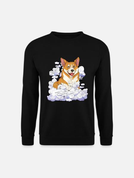 Hundeliebhaber Hund Haustier Geschenk Wolken Corgi - Unisex Pullover - Schwarz