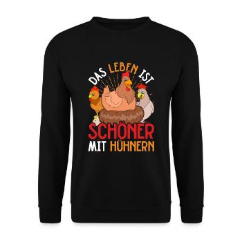 Bauernhof Tier Bauern Lustiges Geschenk Huhn - Unisex Pullover - Schwarz - Vorne - Alina (178cm) & Michal (187cm)
