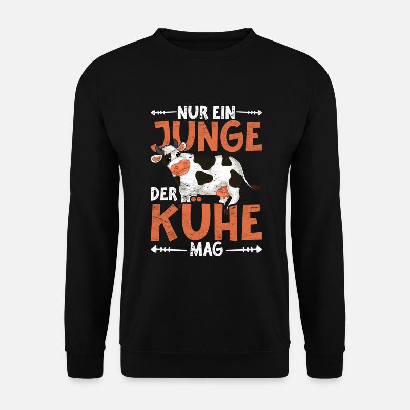 Nur ein Junge der Kühe mag Bauernhof Tier Kuh - Unisex Pullover - Schwarz