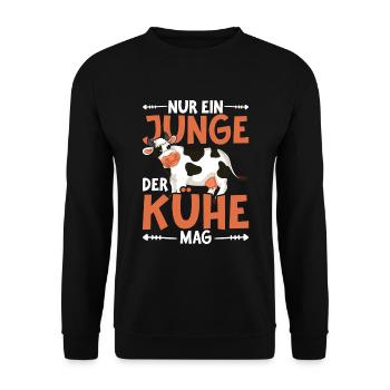 Bauernhof Tier Landwirt Bauer Jungen Geschenk Kuh - Unisex Pullover - Schwarz - Vorne - Alina (178cm) & Michal (187cm)
