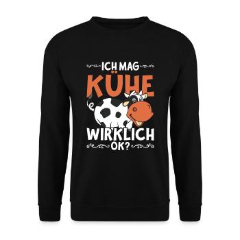 Bauernhof Tier Bauer Kühe Lustiges Geschenk Kuh - Unisex Pullover - Schwarz - Vorne - Alina (178cm) & Michal (187cm)