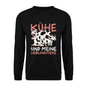 Kühe sind meine Lieblingstiere Bauer Geschenk Kuh - Unisex Pullover - Schwarz - Vorne - Alina (178cm) & Michal (187cm)