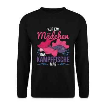 Tier Mädchen Geschenk Siamesischer Kampffisch - Unisex Pullover - Schwarz - Vorne - Alina (178cm) & Michal (187cm)
