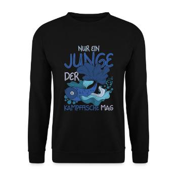 Meerestier Jungen Geschenk Siamesischer Kampffisch - Unisex Pullover - Schwarz - Vorne - Alina (178cm) & Michal (187cm)