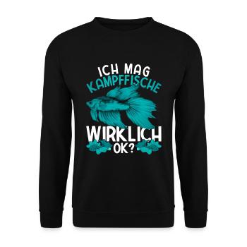 Tier Geschenk Lustiges Siamesischer Kampffisch - Unisex Pullover - Schwarz - Vorne - Alina (178cm) & Michal (187cm)