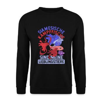 Siamesische Kampffische sind meine Lieblingstiere - Unisex Pullover - Schwarz - Vorne - Alina (178cm) & Michal (187cm)