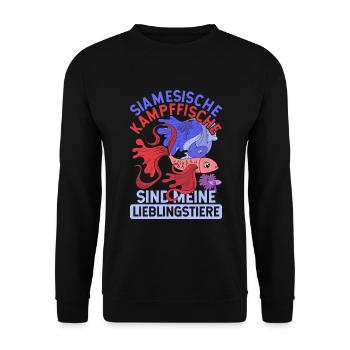 Ozean Tier Meerestier Geschenk Lustiges Kampffisch - Unisex Pullover - Schwarz - Vorne - Alina (178cm) & Michal (187cm)
