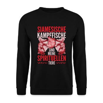 Tierliebhaber Lustiges Siamesischer Kampffisch - Unisex Pullover - Schwarz - Vorne - Alina (178cm) & Michal (187cm)