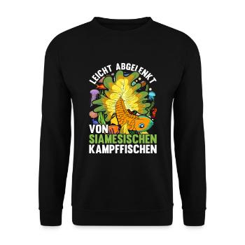 Ozean Tier Meeresbewohner Lustiges Kampffisch - Unisex Pullover - Schwarz - Vorne - Alina (178cm) & Michal (187cm)