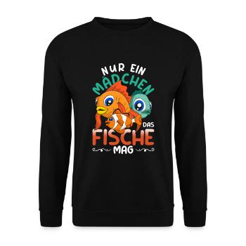 Angler Fischzüchter Fischer Mädchen Geschenk Fisch - Unisex Pullover - Schwarz - Vorne - Alina (178cm) & Michal (187cm)