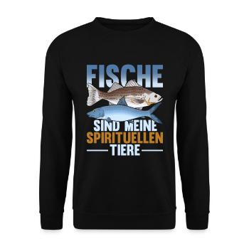 Tierliebhaber Fischzucht Angler Geschenk Fisch - Unisex Pullover - Schwarz - Vorne - Alina (178cm) & Michal (187cm)