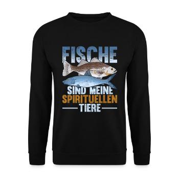 Fische sind meine spirituellen Tiere Angler Fisch - Unisex Pullover - Schwarz - Vorne - Alina (178cm) & Michal (187cm)