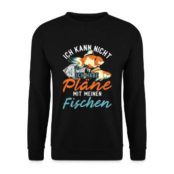 Fischzucht Angler Geschenkidee Lustiges Fisch - Unisex Pullover - Schwarz - Vorne - Alina (178cm) & Michal (187cm)