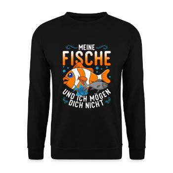 Angler Fischzüchter Angeln Geschenk Lustiges Fisch - Unisex Pullover - Schwarz - Vorne - Alina (178cm) & Michal (187cm)