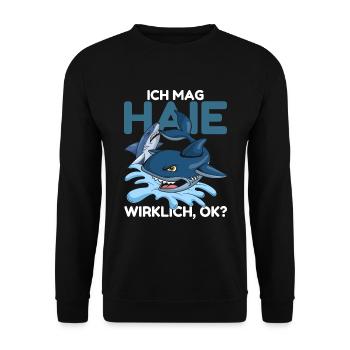 Ozean Tierliebhaber Meerestier Geschenk Hai - Unisex Pullover - Schwarz - Vorne - Alina (178cm) & Michal (187cm)