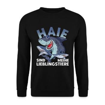Ozean Haie sind meine Lieblingstiere Lustiges Hai - Unisex Pullover - Schwarz - Vorne - Alina (178cm) & Michal (187cm)