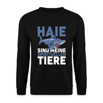 Ozean Tier Meerestier Lustiges Geschenk Hai - Unisex Pullover - Schwarz - Vorne - Alina (178cm) & Michal (187cm)