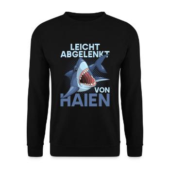 Ozean Tierliebhaber Geschenkidee Lustiges Hai - Unisex Pullover - Schwarz - Vorne - Alina (178cm) & Michal (187cm)