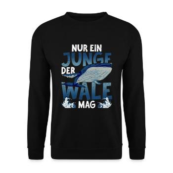 Schwertwal Nur ein Junge der Wale mag Killerwal - Unisex Pullover - Schwarz - Vorne - Alina (178cm) & Michal (187cm)