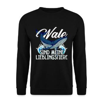 Wale sind meine Lieblingstiere Geschenk Killerwal - Unisex Pullover - Schwarz - Vorne - Alina (178cm) & Michal (187cm)