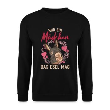 Nur ein Mädchen das Esel mag Bauernhof Tier Esel - Unisex Pullover - Schwarz - Vorne - Alina (178cm) & Michal (187cm)