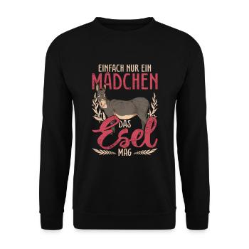 Einfach nur ein Mädchen das Esel mag Bauer Esel - Unisex Pullover - Schwarz - Vorne - Alina (178cm) & Michal (187cm)