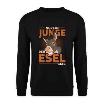 Bauernhof Tier Landwirt Bauer Jungen Geschenk Esel - Unisex Pullover - Schwarz - Vorne - Alina (178cm) & Michal (187cm)