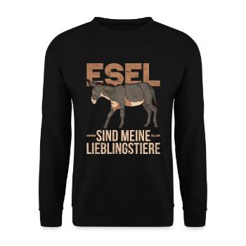 Esel sind meine Lieblingstiere Bauernhof Tier Esel - Unisex Pullover - Schwarz - Vorne - Alina (178cm) & Michal (187cm)